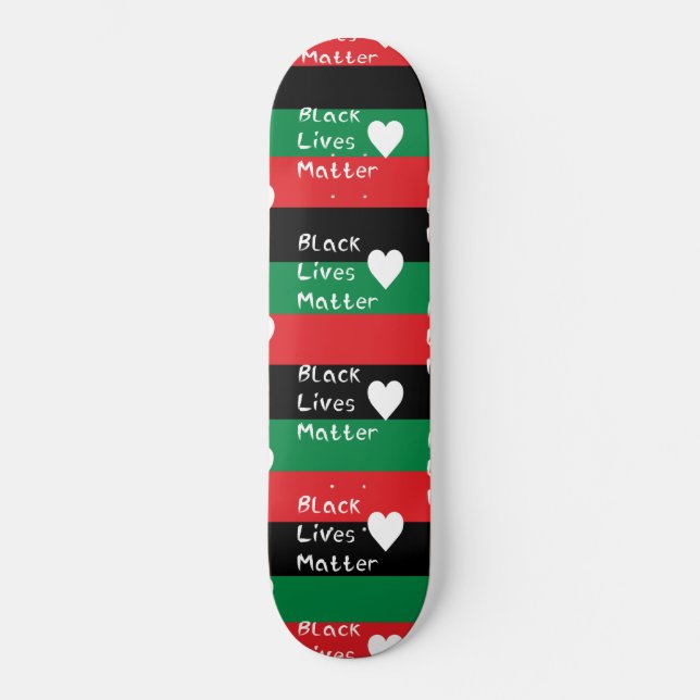 Skateboard Black Lives Matter drapeau panafricain Coeur blanc (Recto)