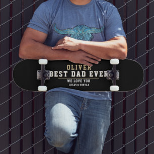 Skateboard Black Meilleur papa jamais Typographie Fête des Pè