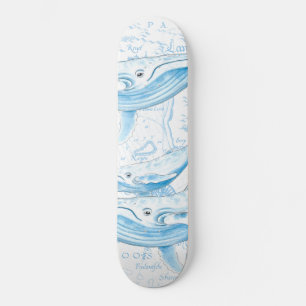Skateboard Blanc de famille de baleines bleues