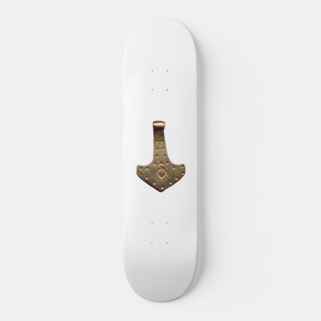 Skateboard blanc Gold Thor's Hammer (Recto)