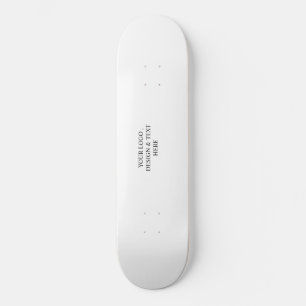 Skateboard Blanc Personnalisé – Votre Logo & Texte Ici