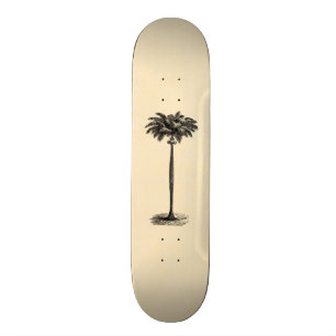 Skateboard Blanc tropical vintage de modèle de palmier d'île