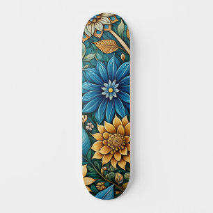 Skateboard Bleu Abstrait Tournesol Design Large Street