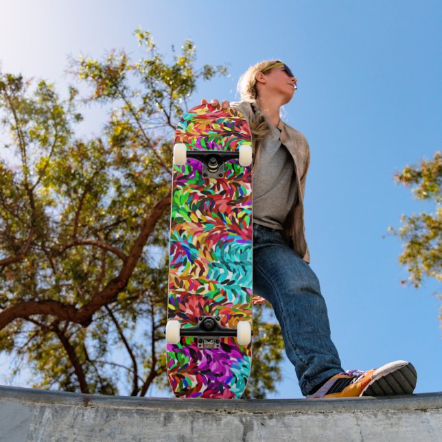 Skateboard Bleu clair rose pourpre citron vert perlées Art (Extérieur 1)