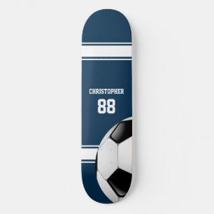 Skateboard Bleu et blanc barre le ballon de football du