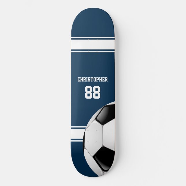 Skateboard Bleu et blanc Stripes Jersey Soccer Ball (Recto)