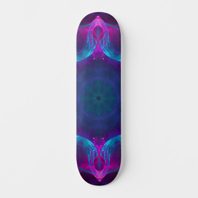 Skateboard Bleu et rose néon foncé Kaleidoscope dégradé (Recto)