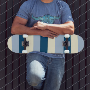 Skateboard Bleu foncé, Bleu clair et Crème