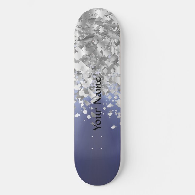 Skateboard Bleu gris et fausse parties scintillant (Recto)
