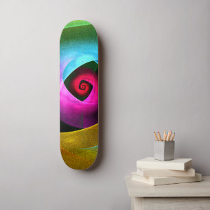 Skateboard Bleu orange rose moderne Art Abstrait Motif #24