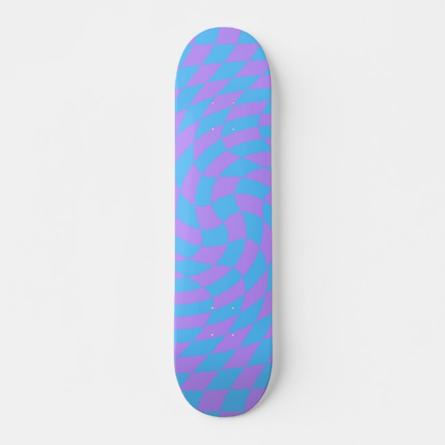 Skateboard Bleu pâle et à damiers lavande (Devant)