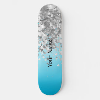 Skateboard Bleu pâle et fausse parties scintillant