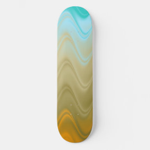 Skateboard Bleu Verre Vert Orange Abstrait
