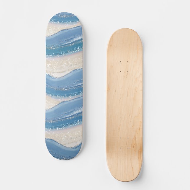 Skateboard "Blue Abstrakt Waves" (Vorderseite)