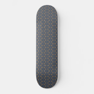 Skateboard Blue and Gold Petal Design