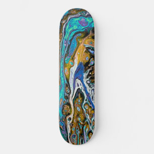 Skateboard Blue Beach, Rivière eau et pierres Art abstrait