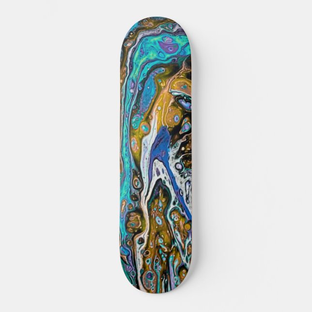 Skateboard Blue Beach, Rivière eau et pierres Art abstrait (Recto)