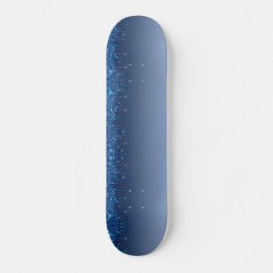 Skateboard Blue Dripping Glitter