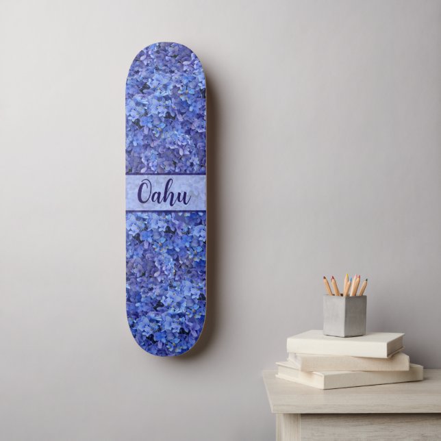 Skateboard Blue Hydrangea Floral Skate Board (Art mural)
