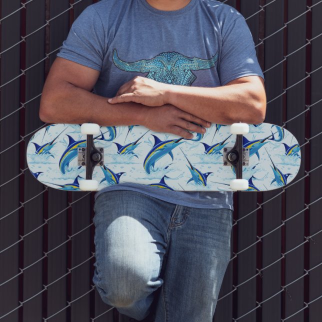 Skateboard Blue Marlin Jumping out of Ocean (Extérieur 3)