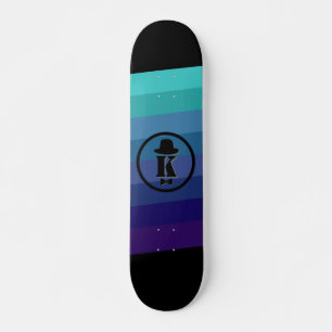 Skateboard Blue Ombre Nom Monogramme Initial Pour Hommes