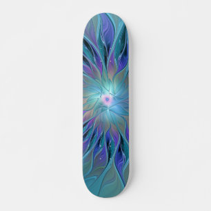 Skateboard Blue Purple Flower Dream Abstrait Fractal Art