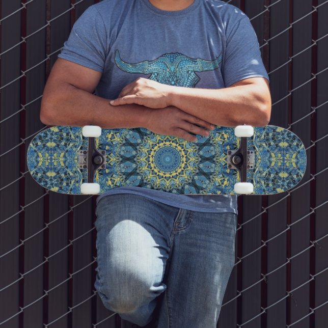 Skateboard Boho Abstrait Super Van Gogh Starry Nuit Mandala (Extérieur 3)