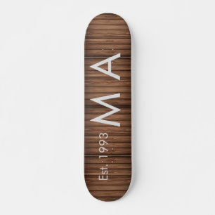 Skateboard boho rustique Brown ajouter nom lettre année date