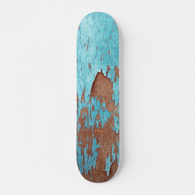 Skateboard Bois avec Peinture Bleue Peeling (Devant)