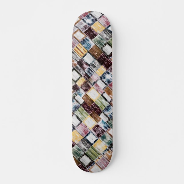 Skateboard Bois rustique Motif moderne coloré (Devant)