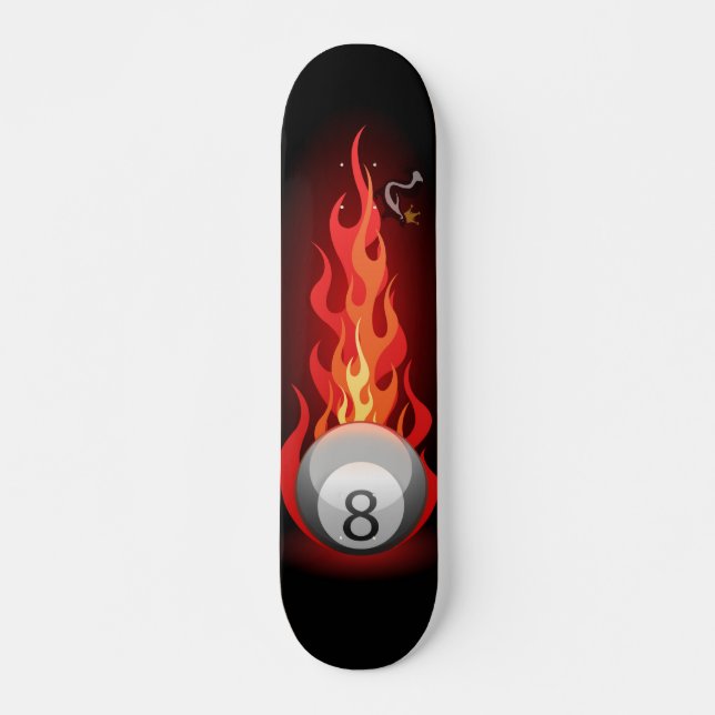 Skateboard Boule 8 sur le feu (Devant)