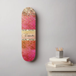 Skateboard Boule de diamant rose chaud