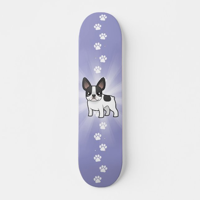 Skateboard Bouledogue français de bande dessinée (Devant)