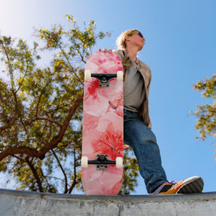 Skateboard Boules de fleurs de cerisier d'aquarelle