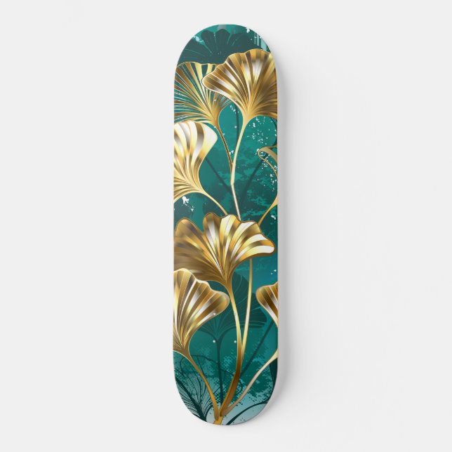 Skateboard Branche avec Feuilles d'or Ginko Biloba (Recto)