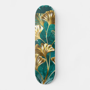 Skateboard Branche avec feuilles dorées Ginko Biloba