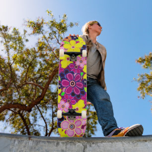 Skateboard Bright Abstrait Flower Art
