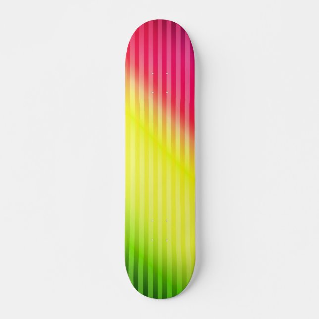 Skateboard Bright neon fluorescent dégradé arc-en-ciel ombre (Devant)