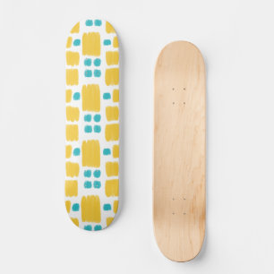 Skateboard Bright Turquoise et Jaune formes peintes