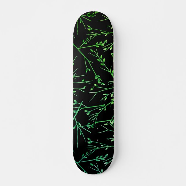 Skateboard Brindilles vertes sur noir (Devant)