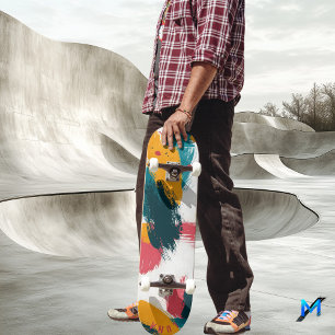Skateboard Brosse colorée - Abstrait minimaliste