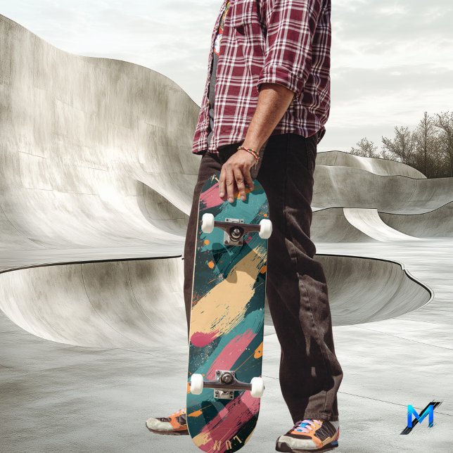 Skateboard Brosse gras - Minimaliste Abstrait foncé (Créateur téléchargé)