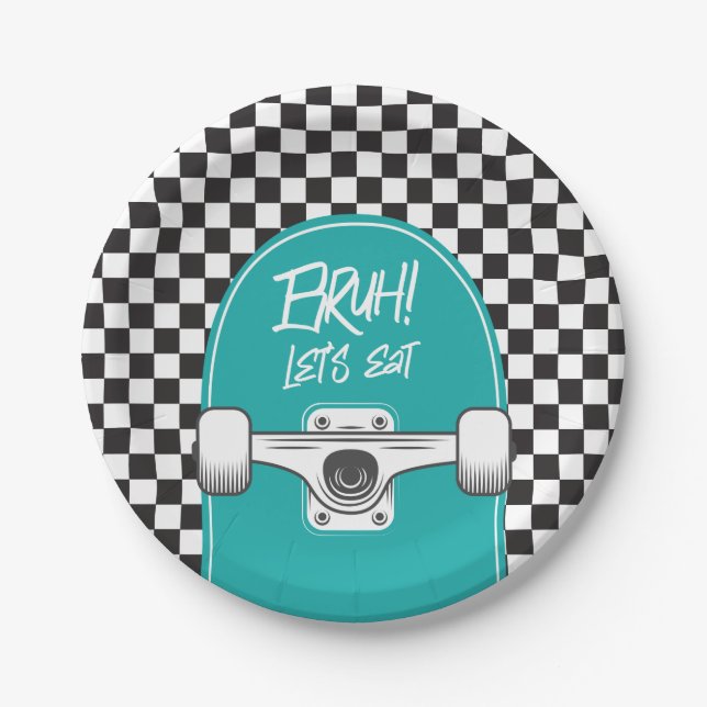 Skateboard Bruh! Geburtstagspapierplatten Pappteller (Vorderseite)