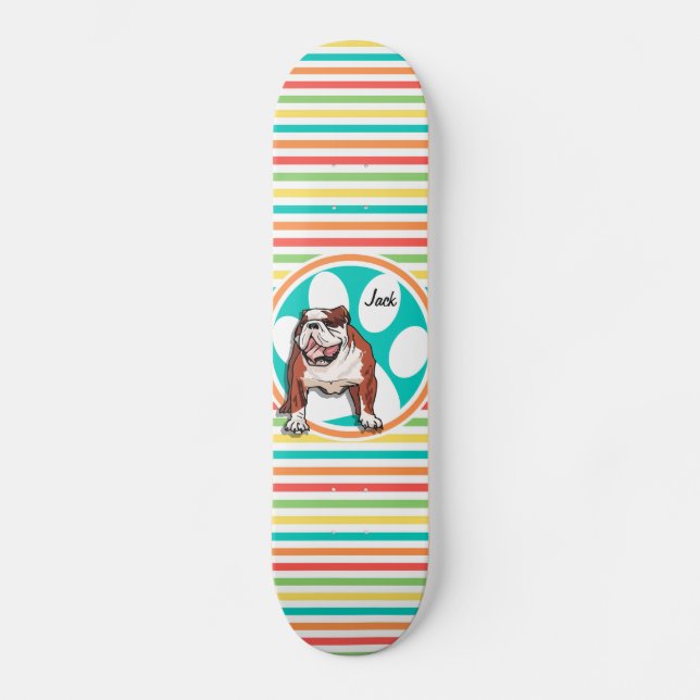 Skateboard Bulldog ; Bright Rainbow Strips (Recto)