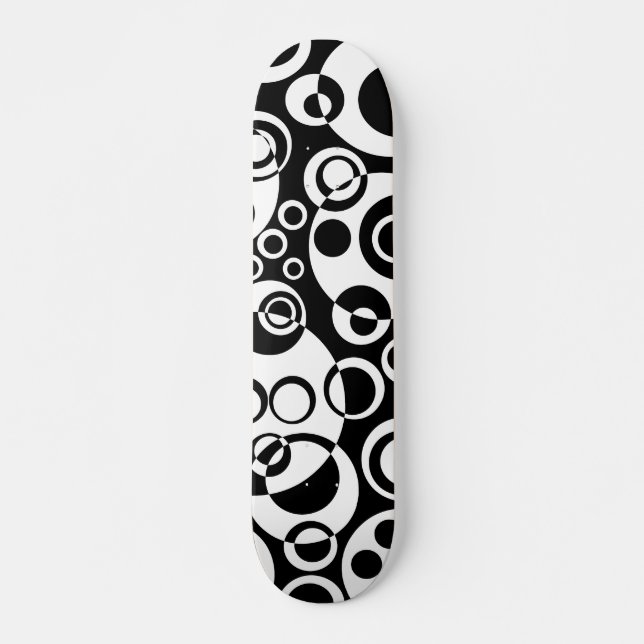 Skateboard Bulles Abstraites 01 - B/W - Rétro (Devant)