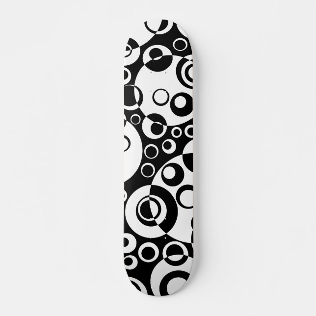 Skateboard Bulles Abstraites 02 - B/W - Rétro (Devant)