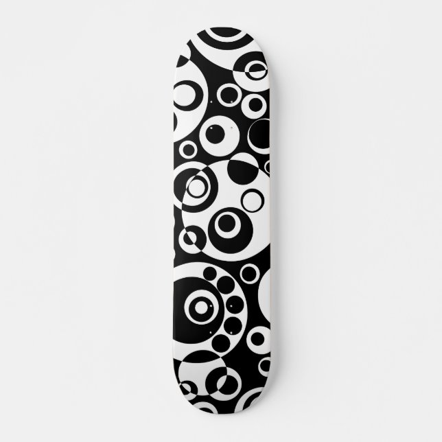 Skateboard Bulles Abstraites 03 - B/W - Rétro (Devant)