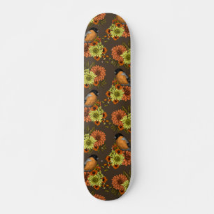 Skateboard Bullfinch on autumn floral