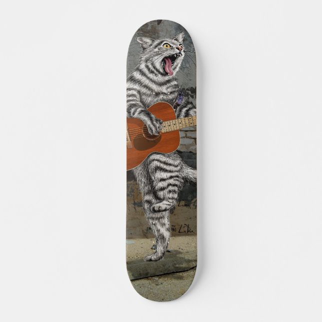 Skateboard Busker le chat guitare (Devant)