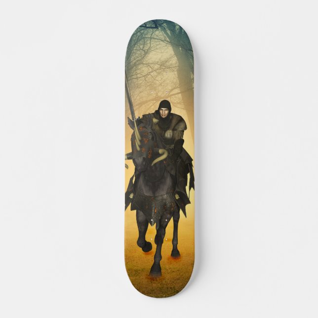 Skateboard Caballero Negro En Caballo Corriendo (Devant)